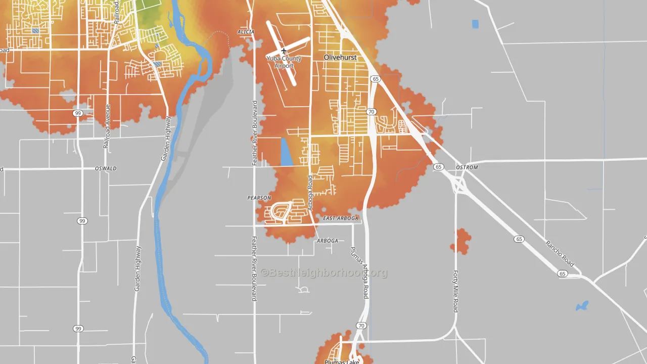 Bike Grade map of 95961, CA