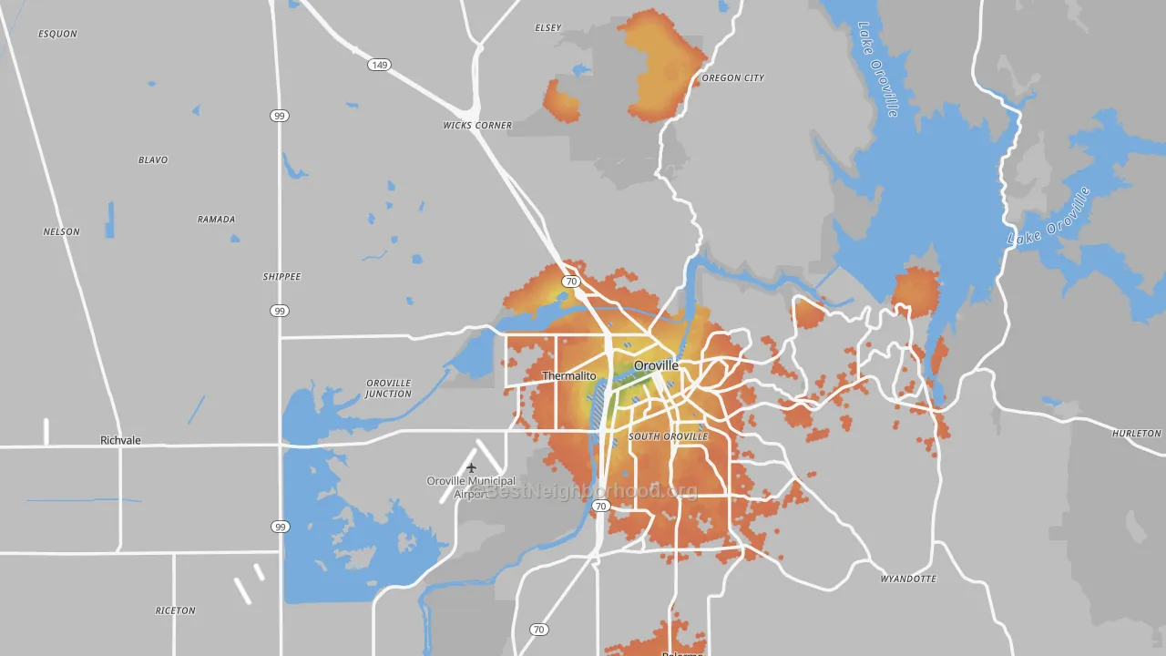 Bike Grade map of 95965, CA