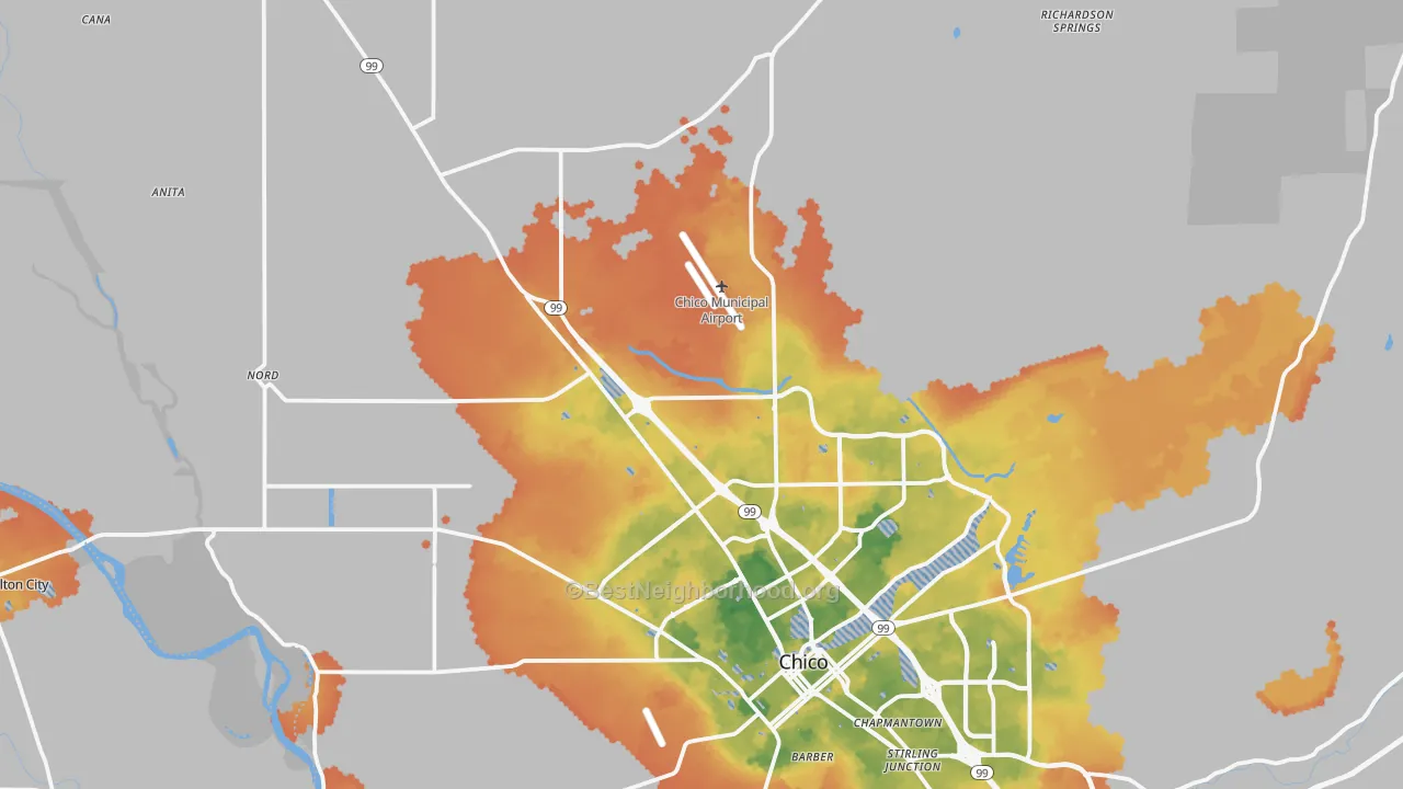 Bike Grade map of 95973, CA