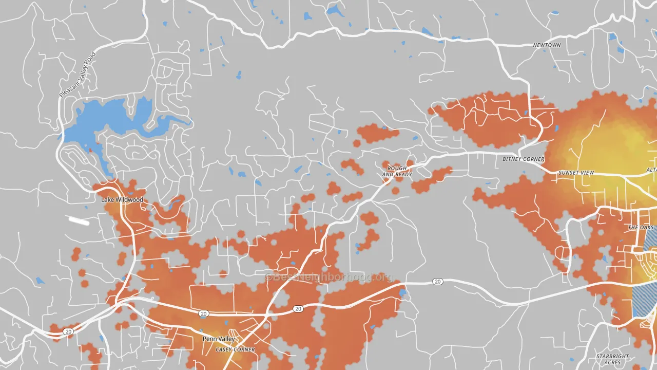 Bike Grade map of 95975, CA