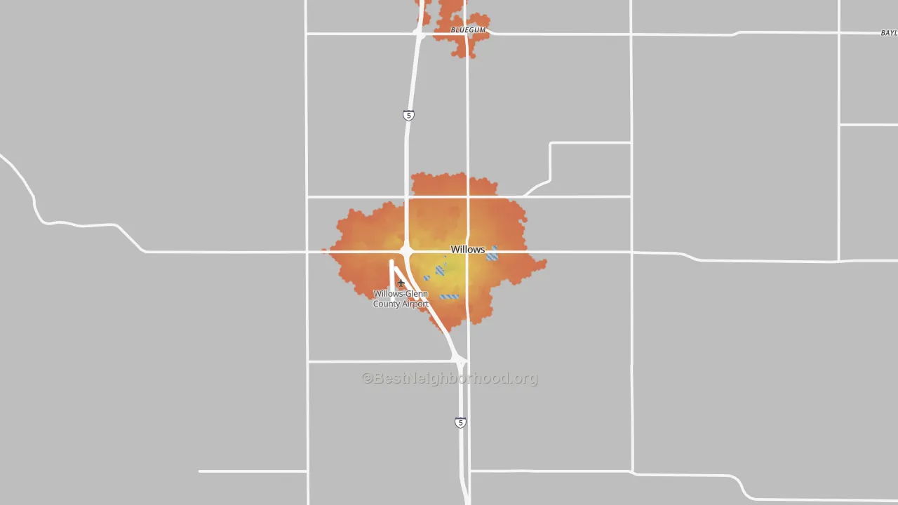 Bike Grade map of 95988, CA