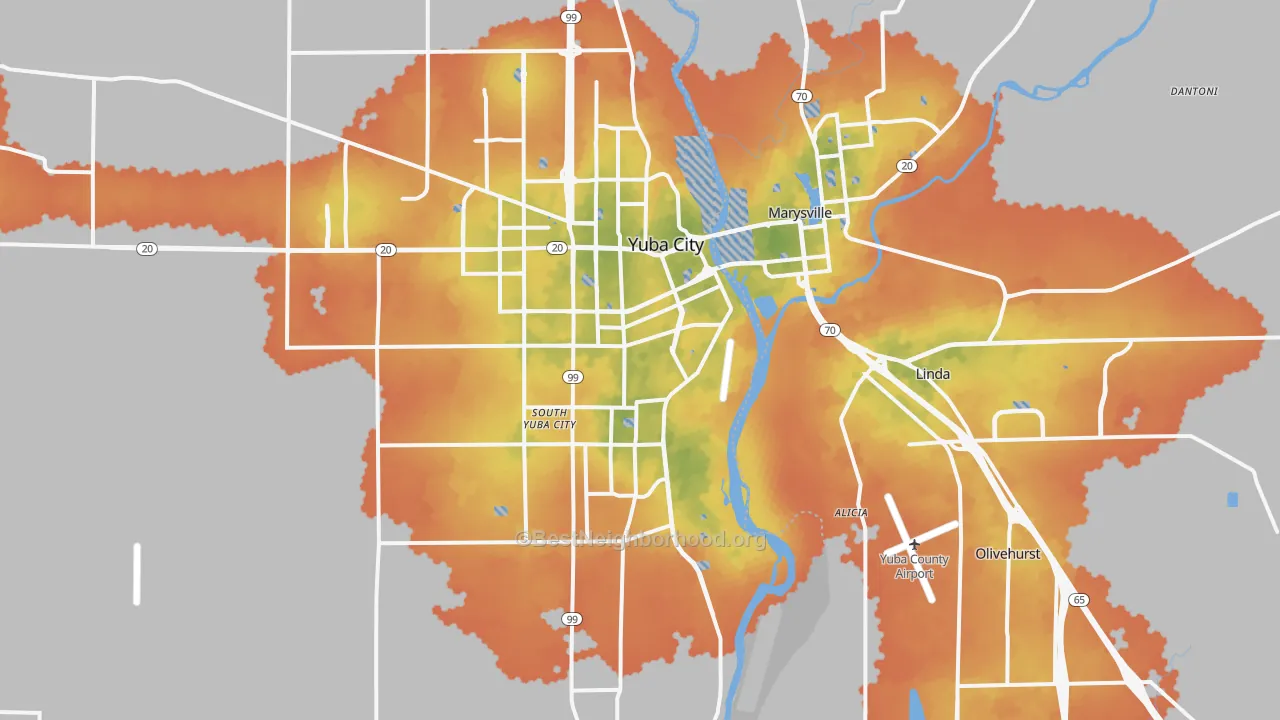 Bike Grade map of 95991, CA