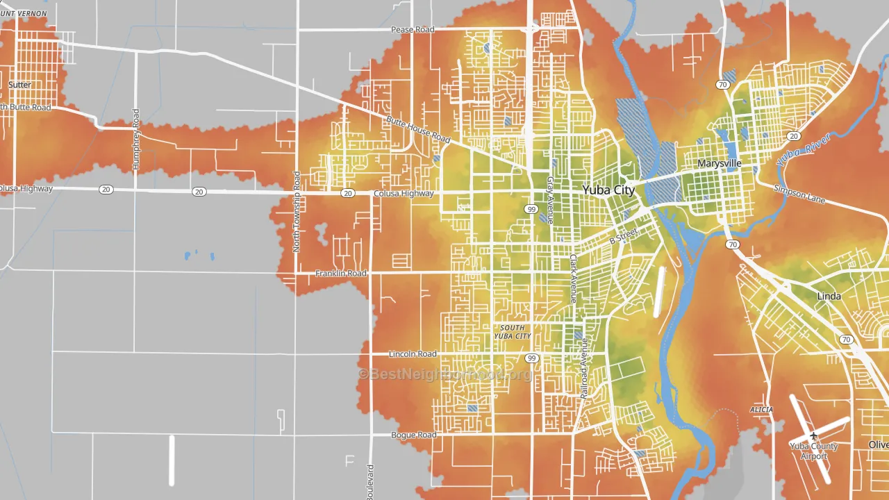 Bike Grade map of 95993, CA