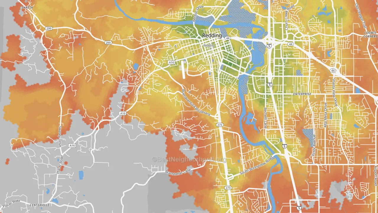 Bike Grade map of 96001, CA