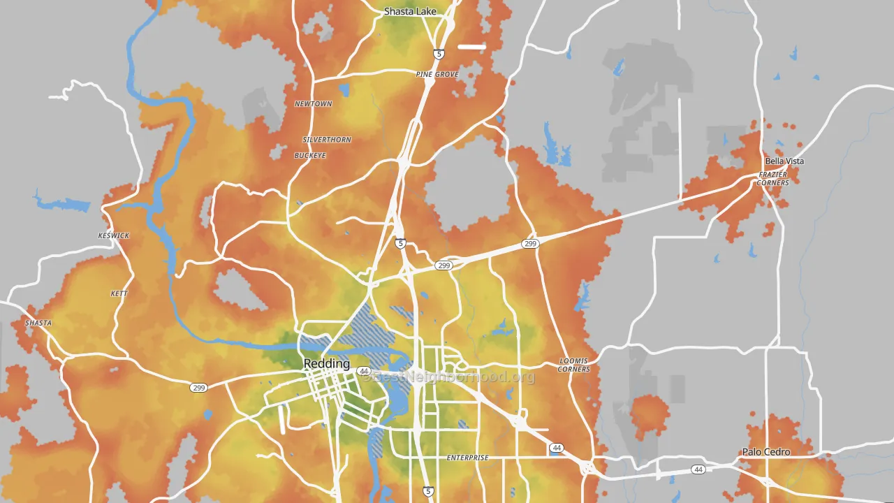 Bike Grade map of 96003, CA