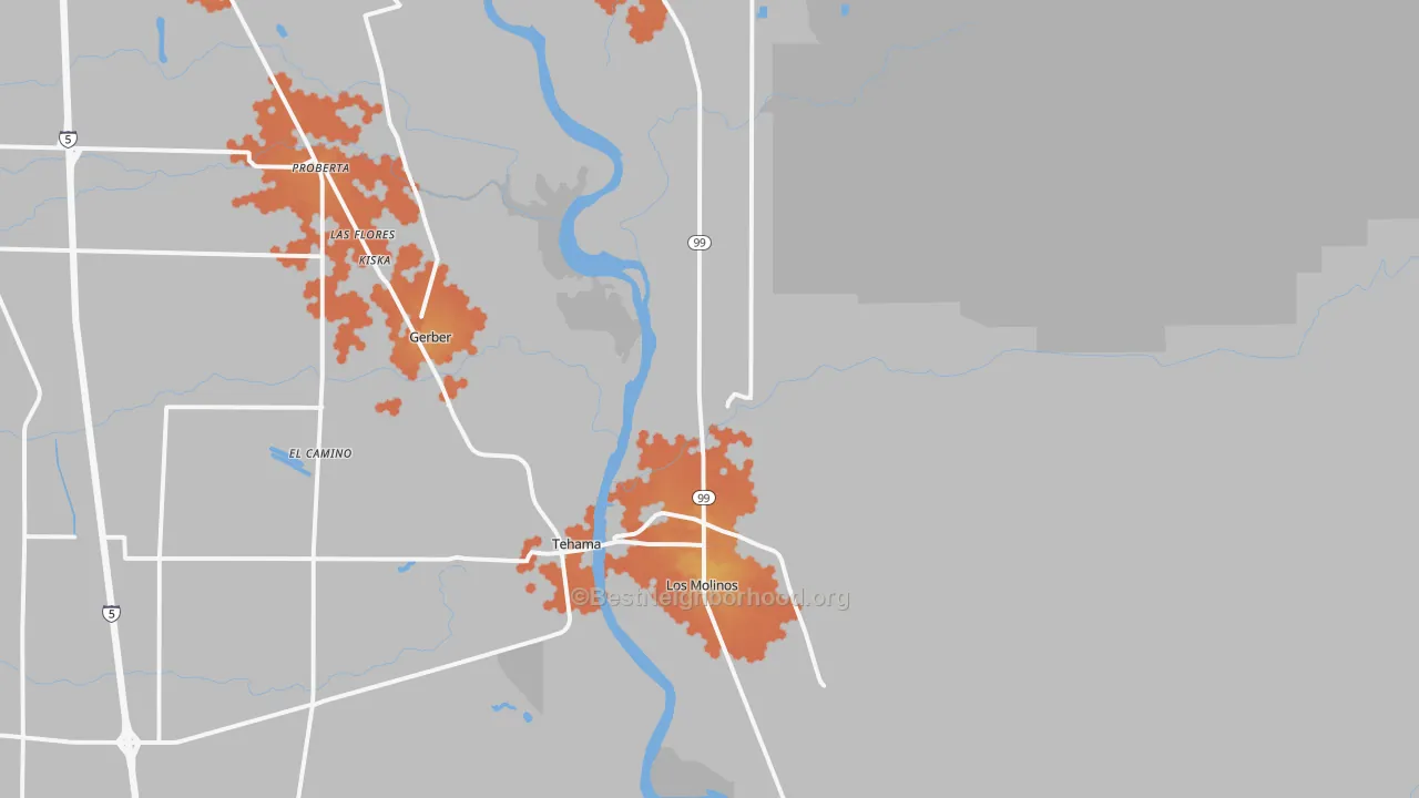 Bike Grade map of 96055, CA