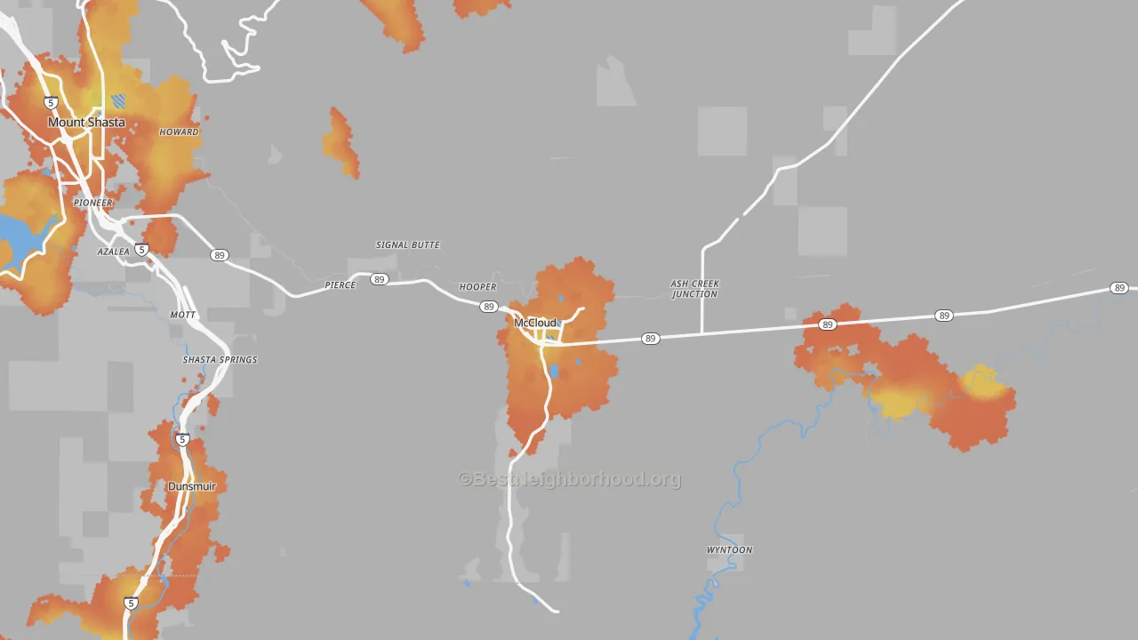 Bike Grade map of 96057, CA