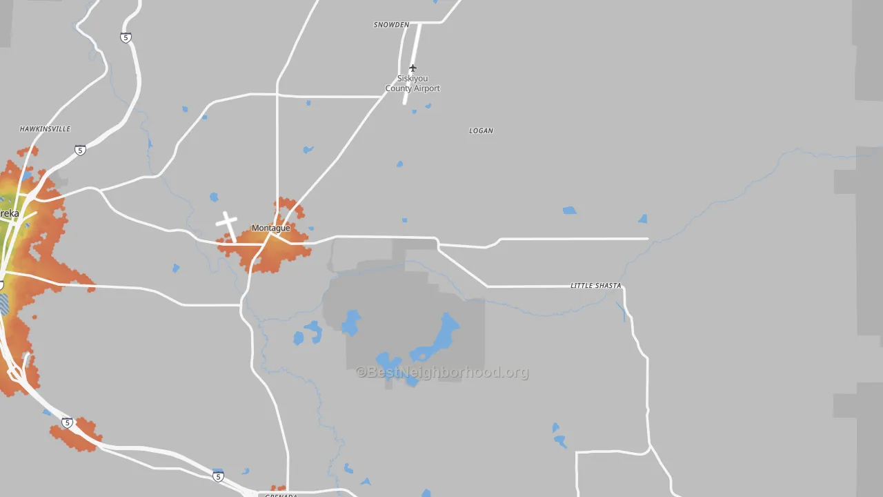 Bike Grade map of 96064, CA
