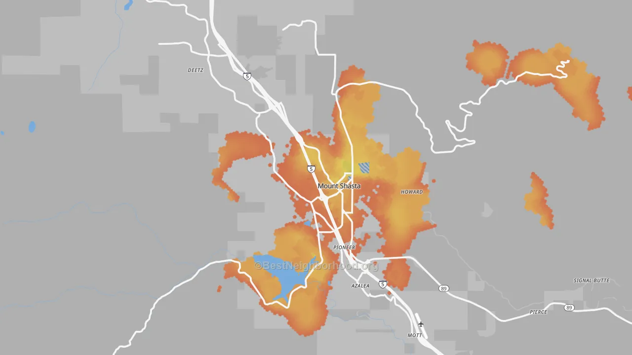 Bike Grade map of 96067, CA