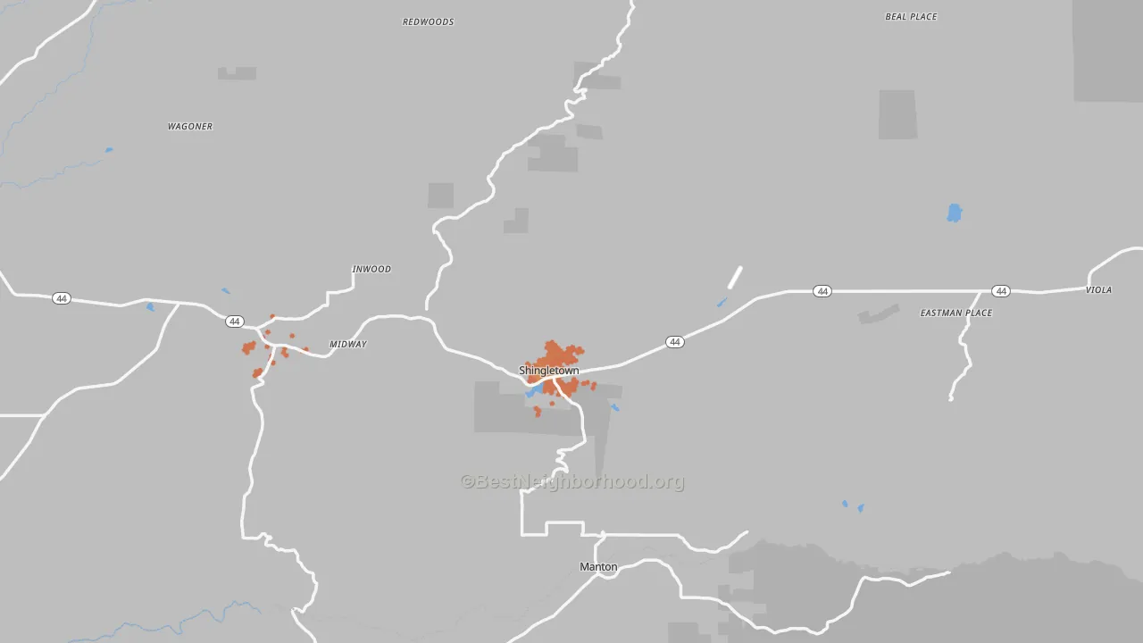Bike Grade map of 96088, CA