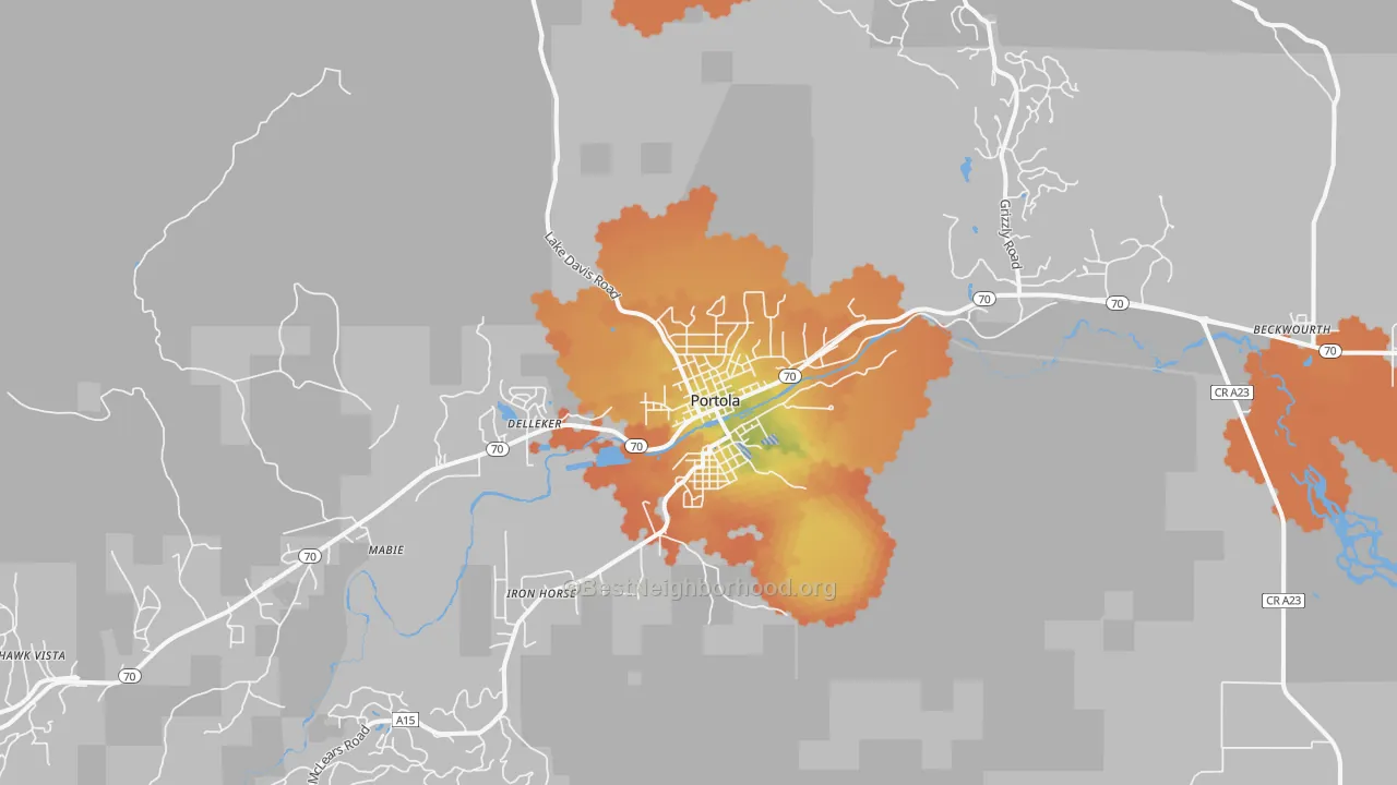 Bike Grade map of 96122, CA