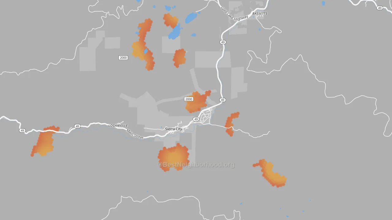 Bike Grade map of 96125, CA