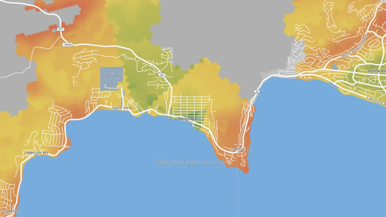 Bike Grade map of 96143, CA