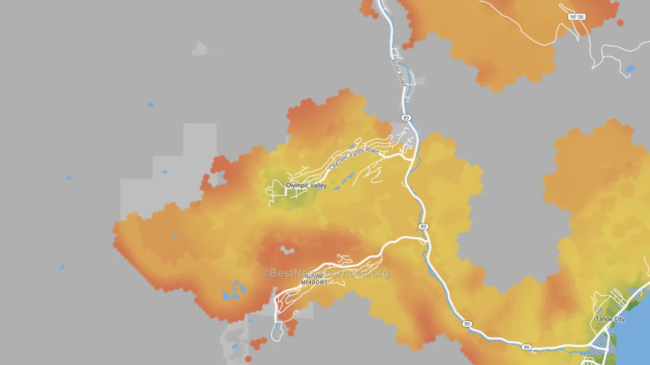 Bike Grade map of 96146, CA
