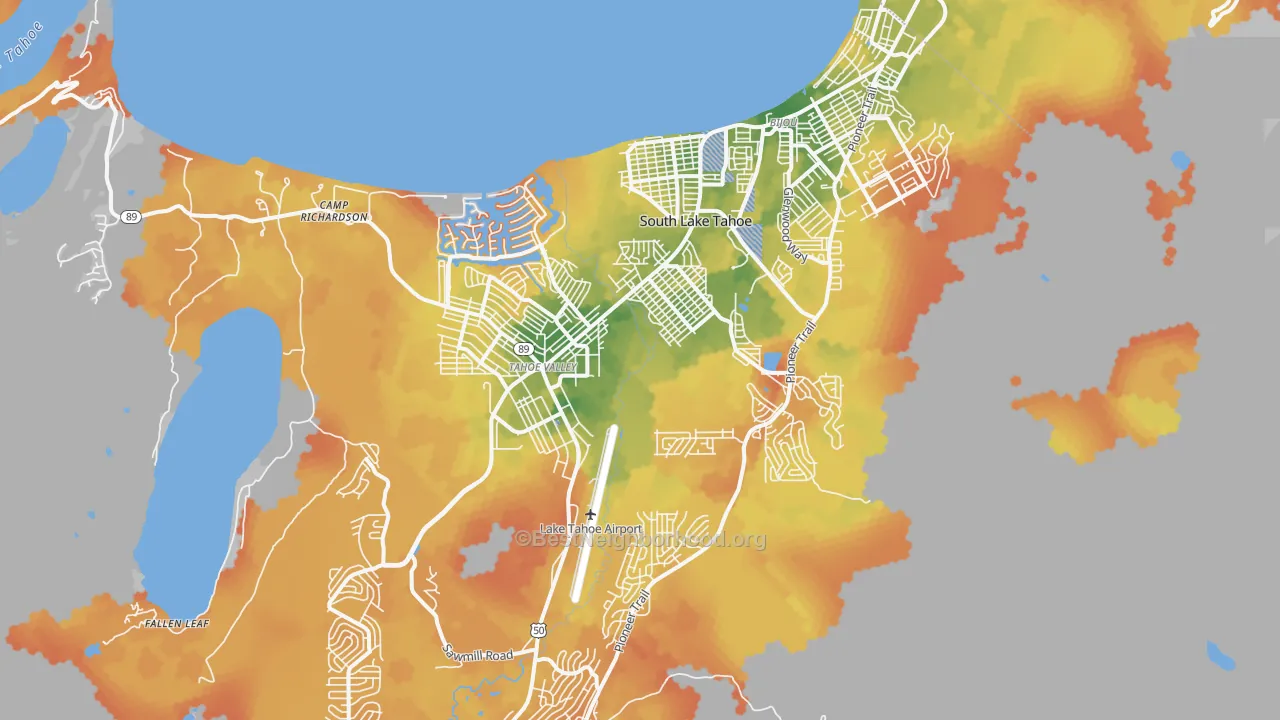Bike Grade map of 96150, CA