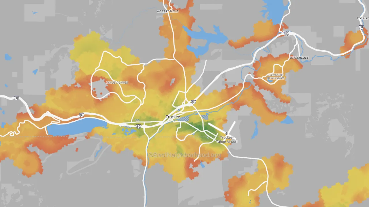 Bike Grade map of 96161, CA