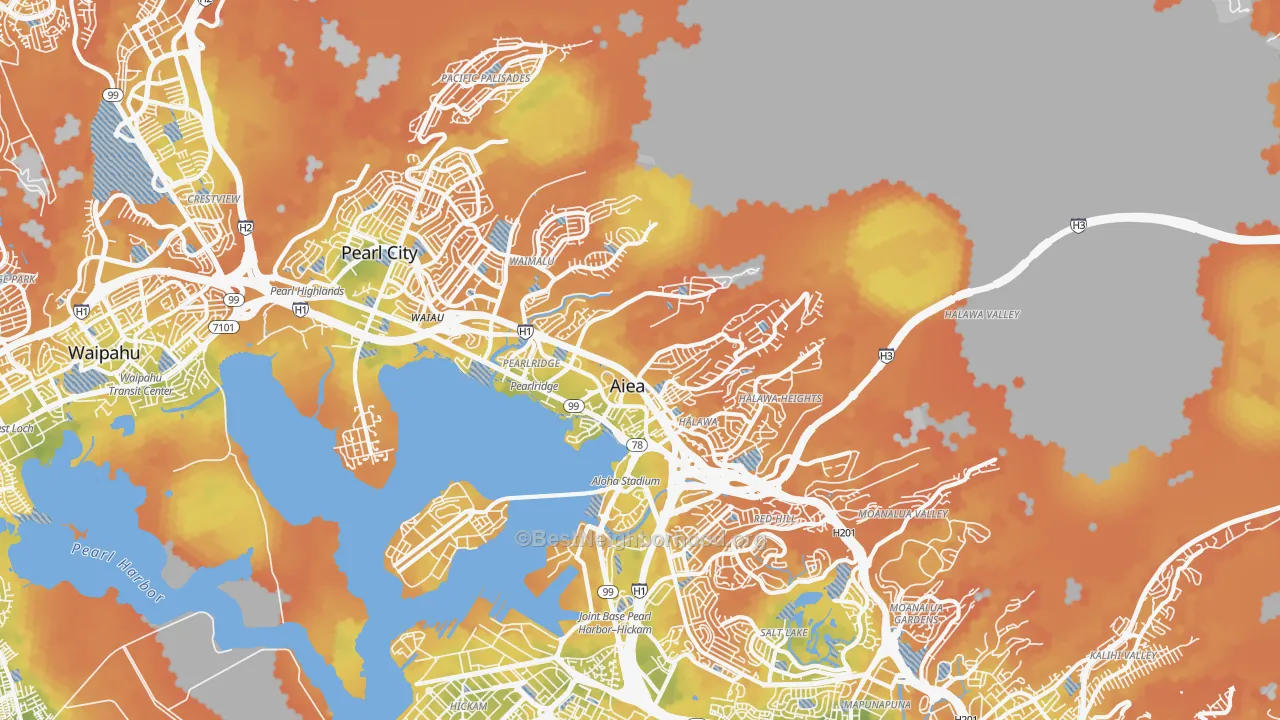 Bike Grade map of 96701, HI