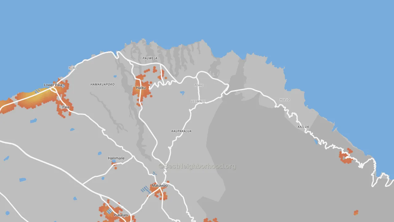Bike Grade map of 96708, HI