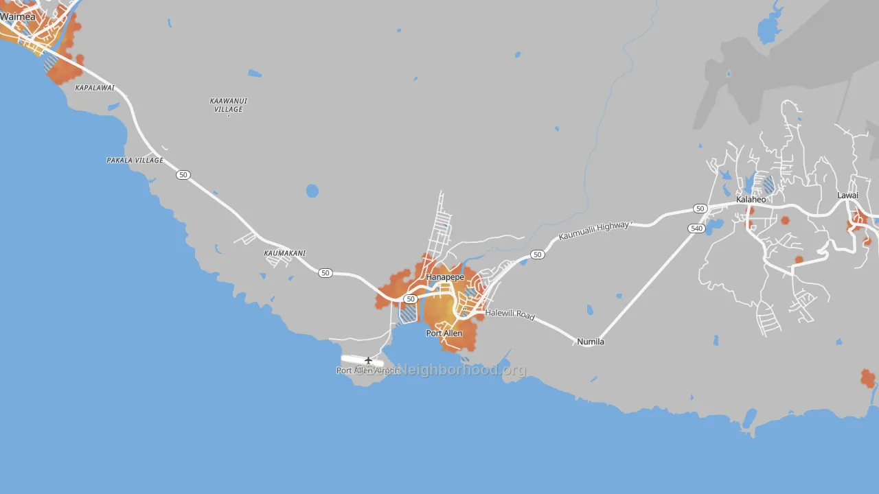 Bike Grade map of 96716, HI