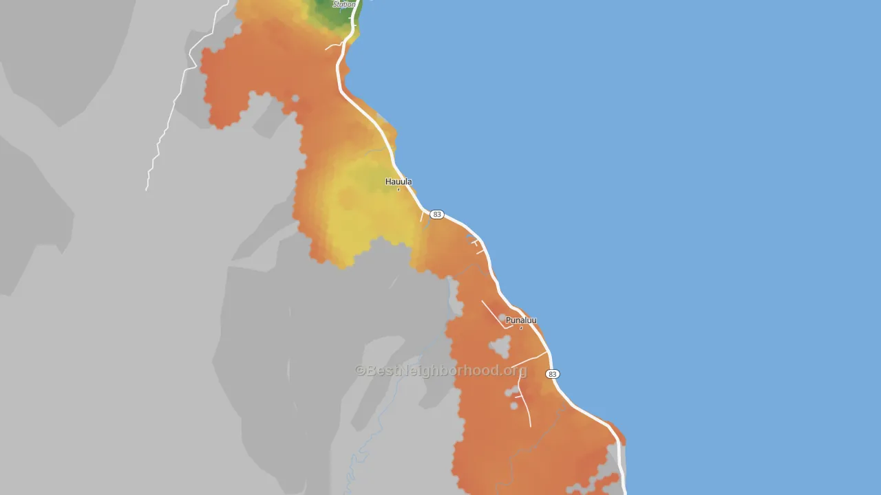 Bike Grade map of 96717, HI