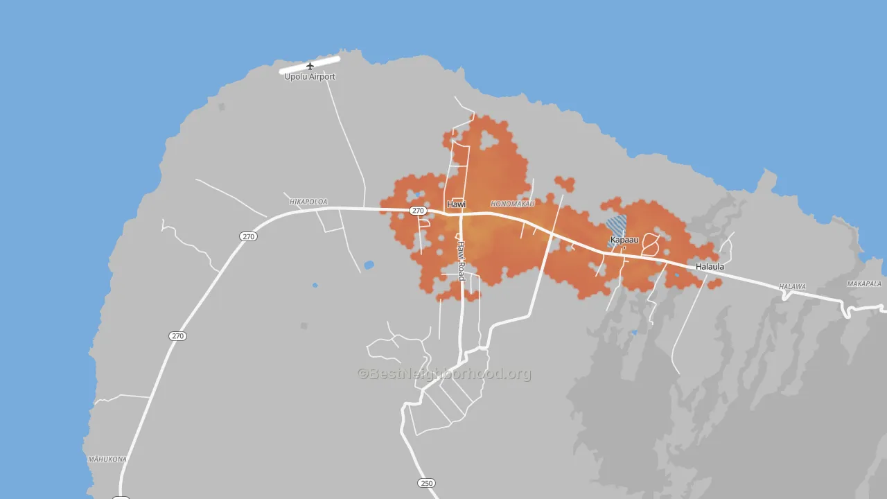 Bike Grade map of 96719, HI