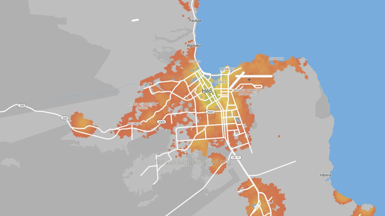 Bike Grade map of 96720, HI