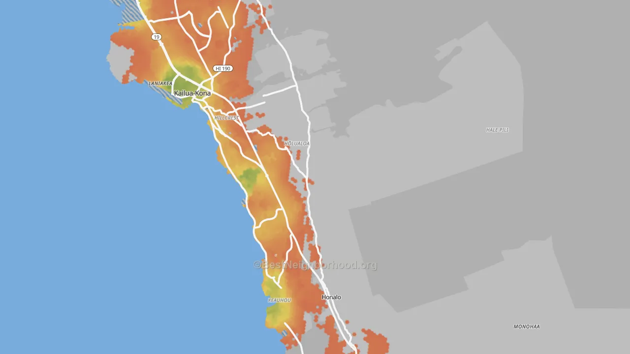 Bike Grade map of 96725, HI