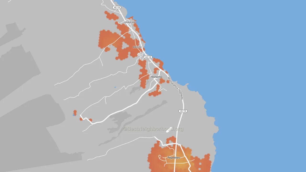 Bike Grade map of 96728, HI