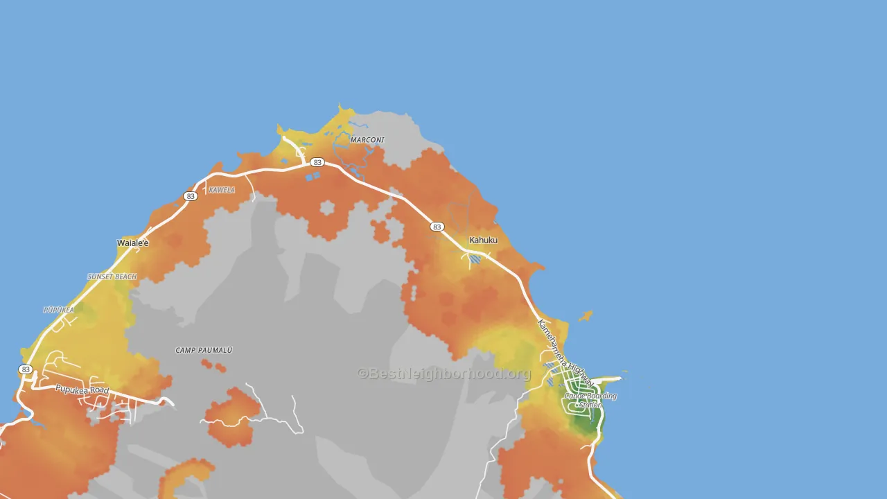 Bike Grade map of 96731, HI