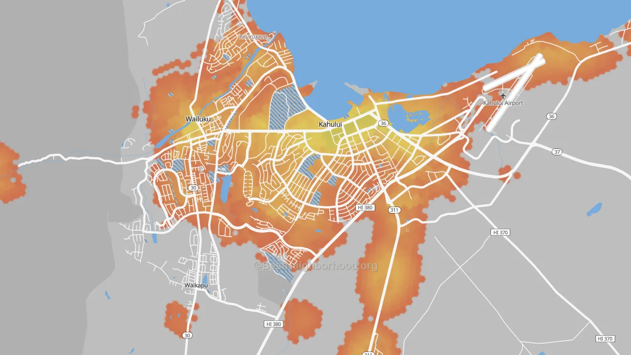 Bike Grade map of 96732, HI