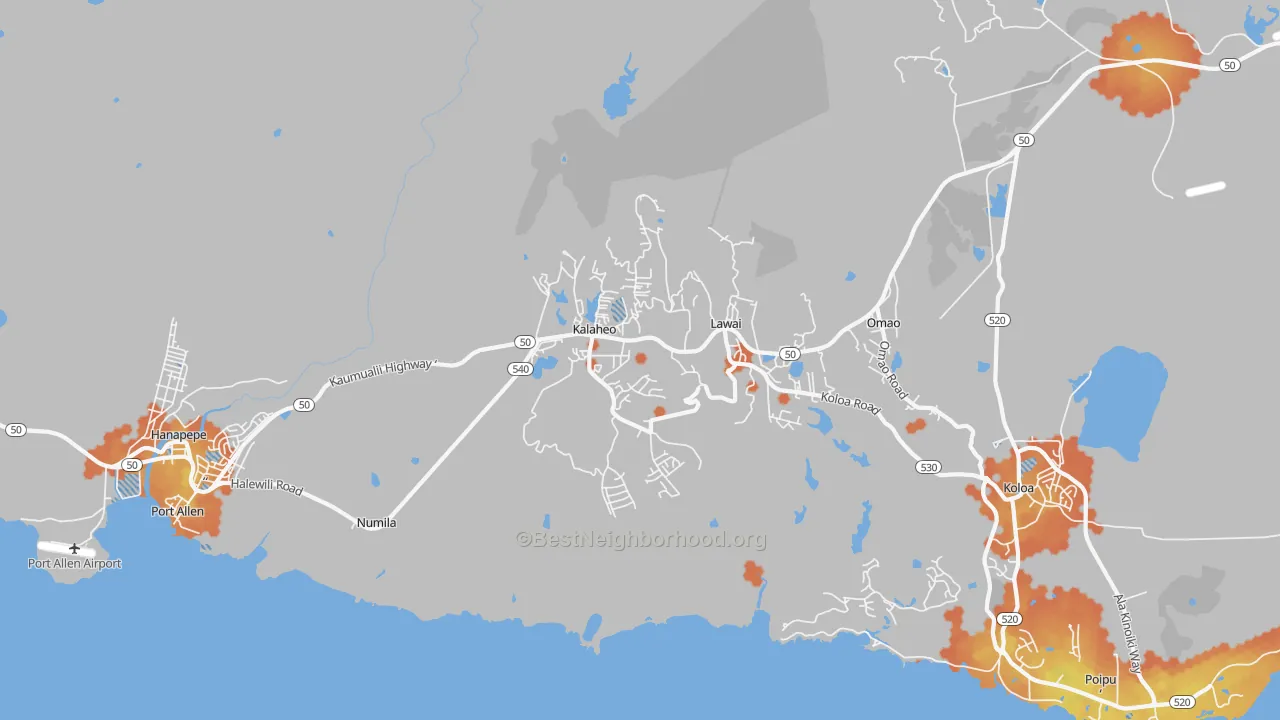 Bike Grade map of 96741, HI