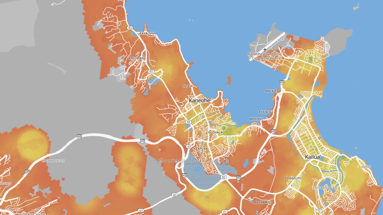Bike Grade map of 96744, HI