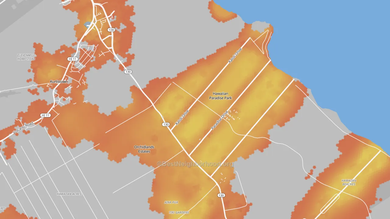 Bike Grade map of 96749, HI