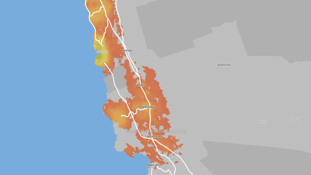 Bike Grade map of 96750, HI