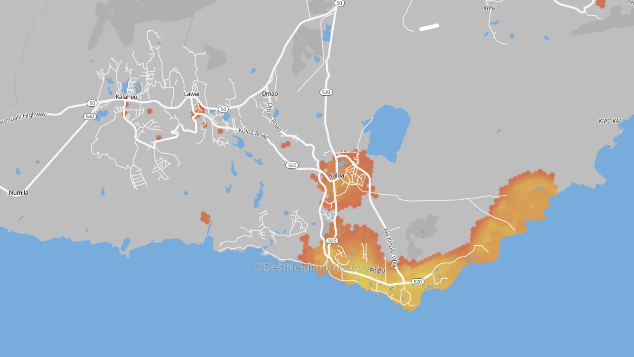 Bike Grade map of 96756, HI