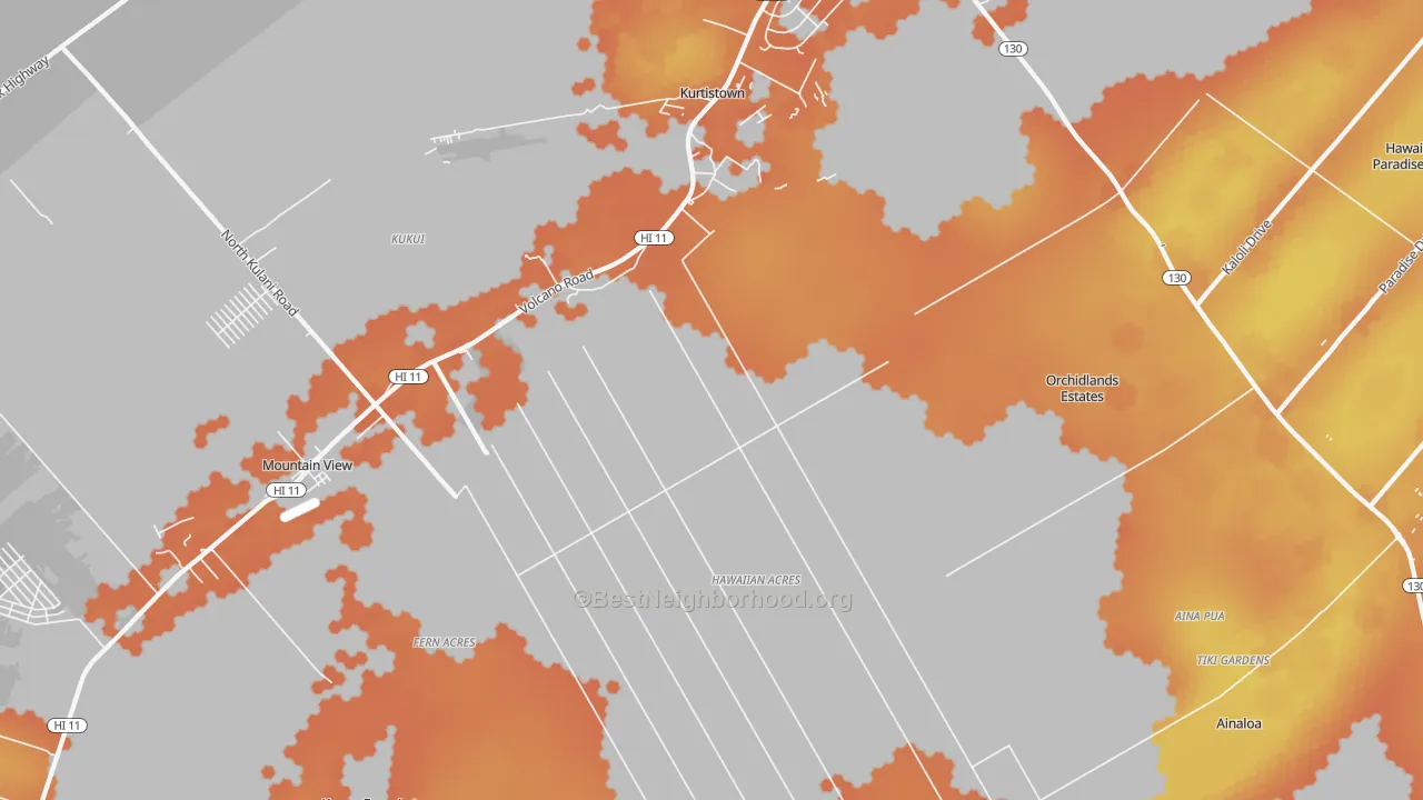 Bike Grade map of 96760, HI