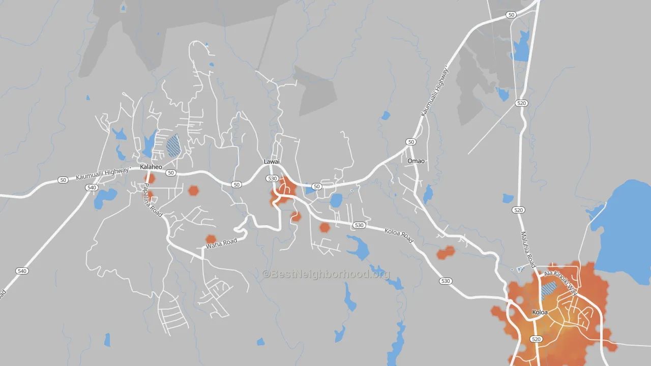 Bike Grade map of 96765, HI