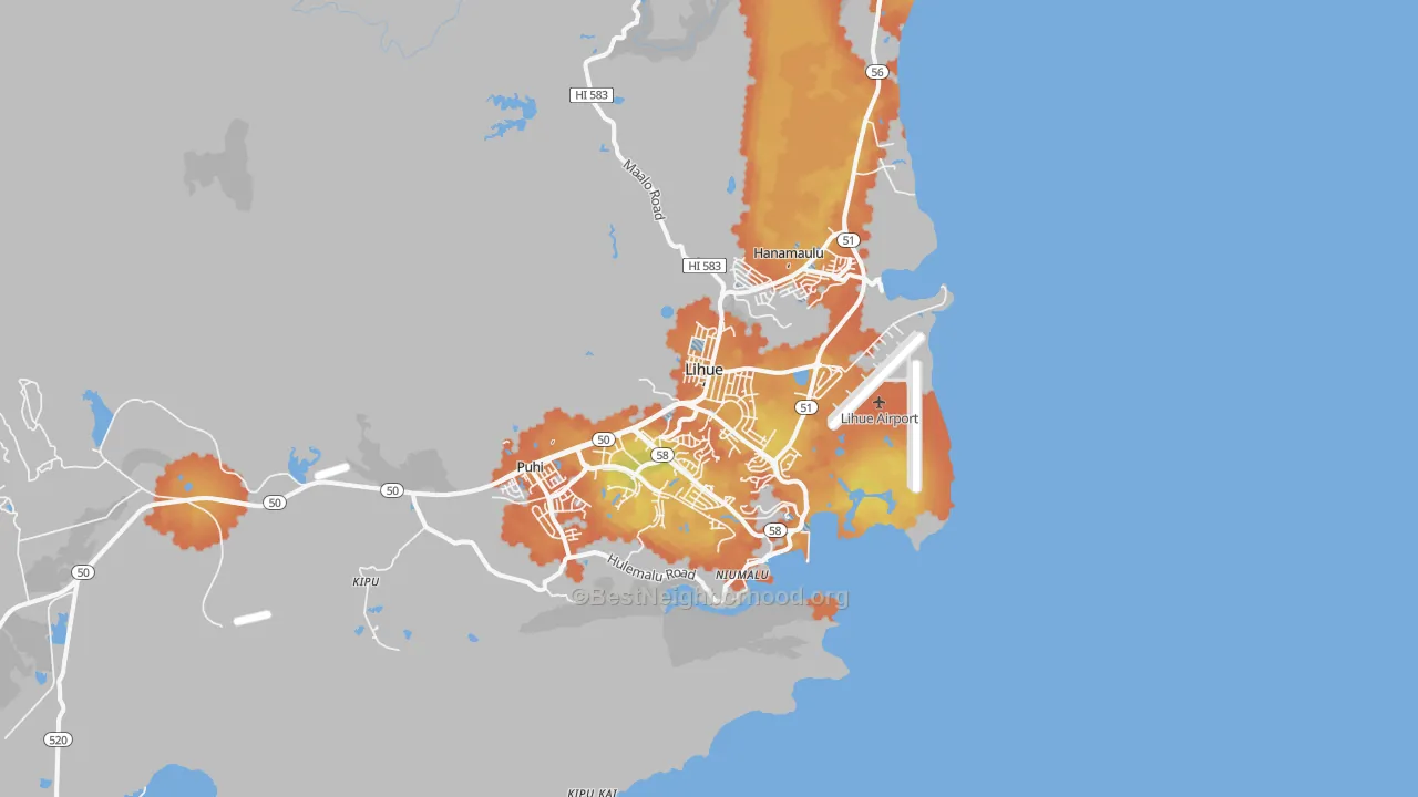 Bike Grade map of 96766, HI