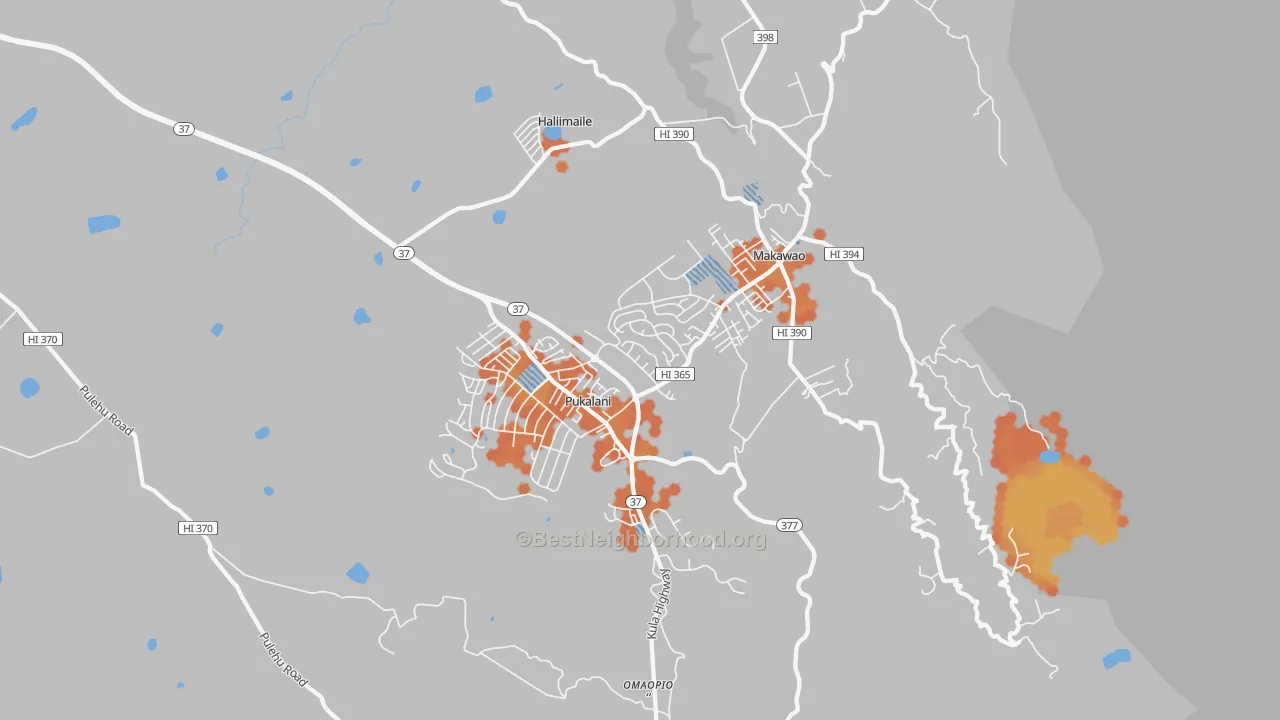 Bike Grade map of 96768, HI