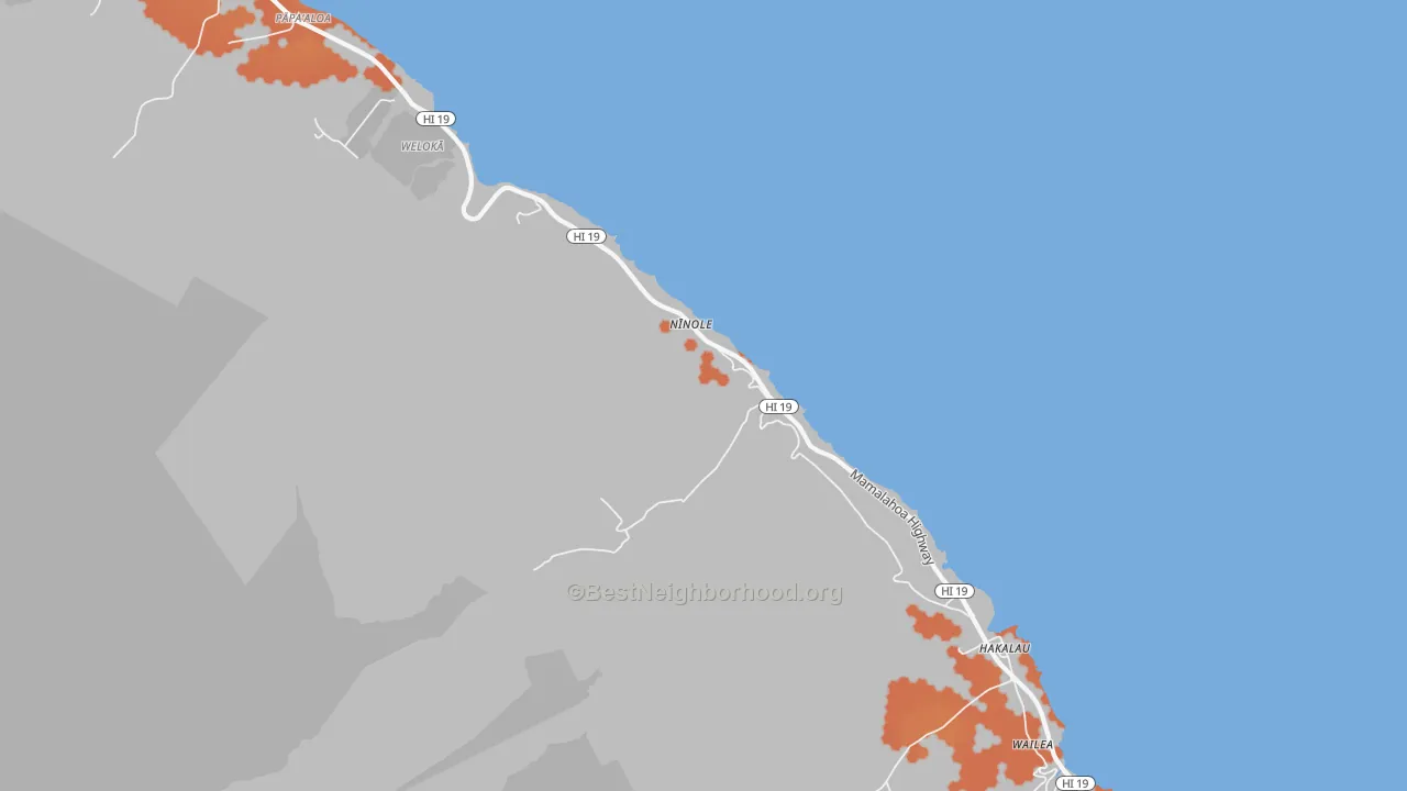 Bike Grade map of 96773, HI