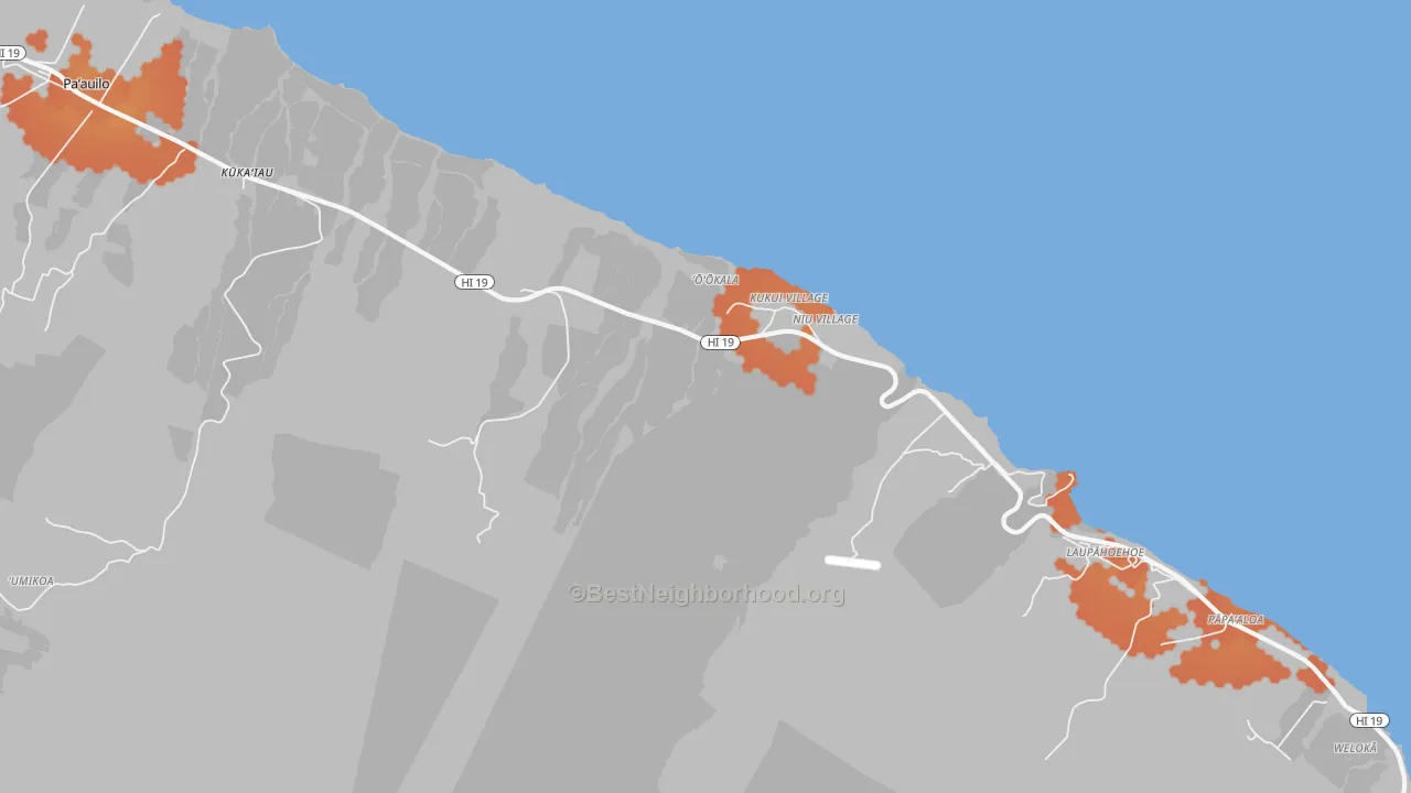 Bike Grade map of 96774, HI