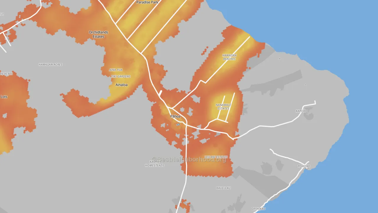 Bike Grade map of 96778, HI
