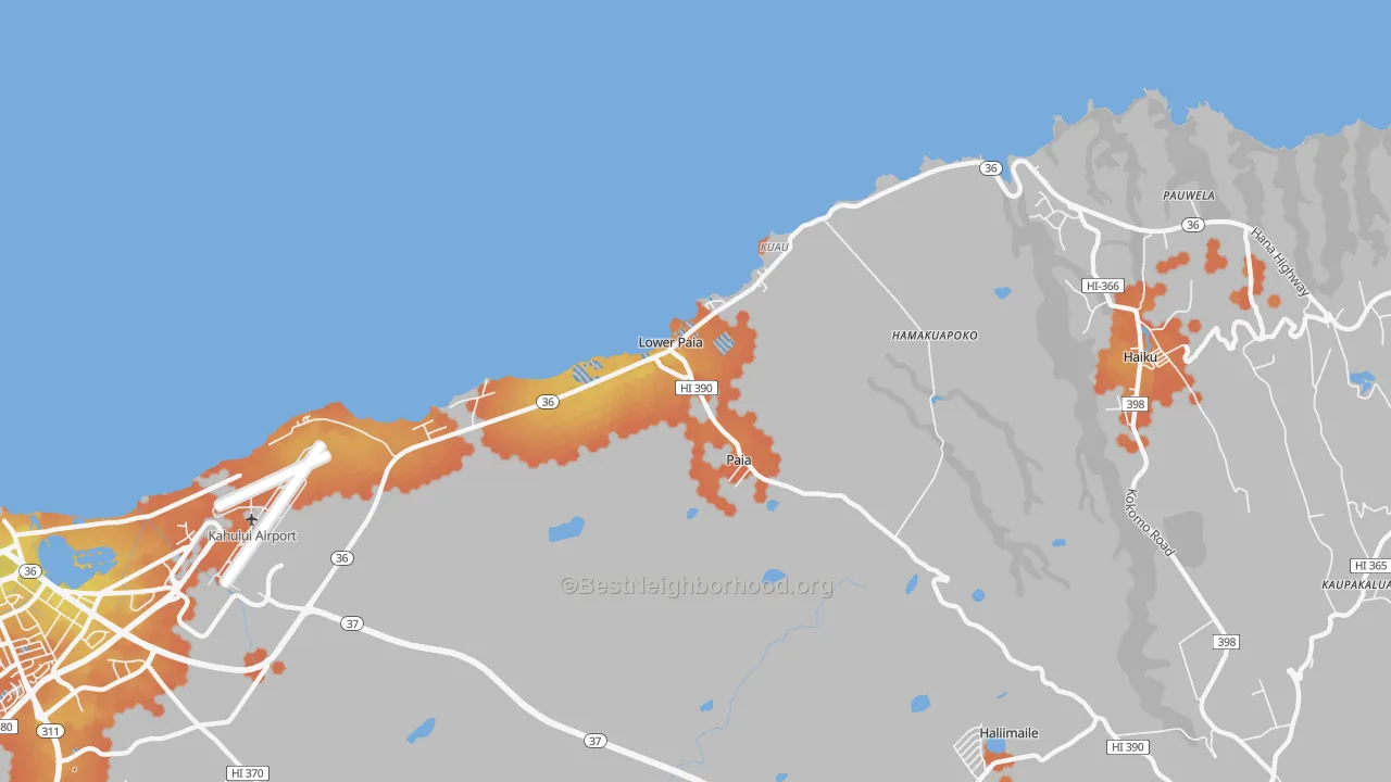 Bike Grade map of 96779, HI