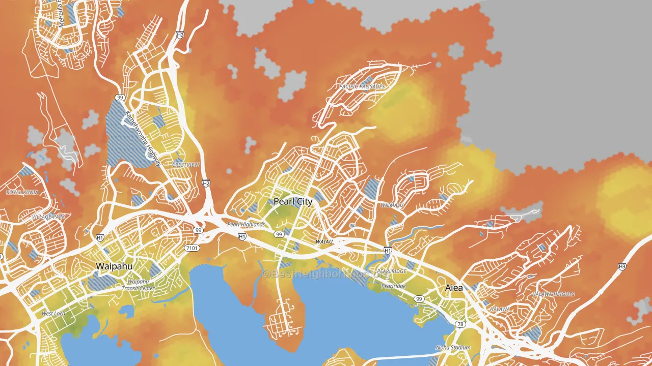 Bike Grade map of 96782, HI
