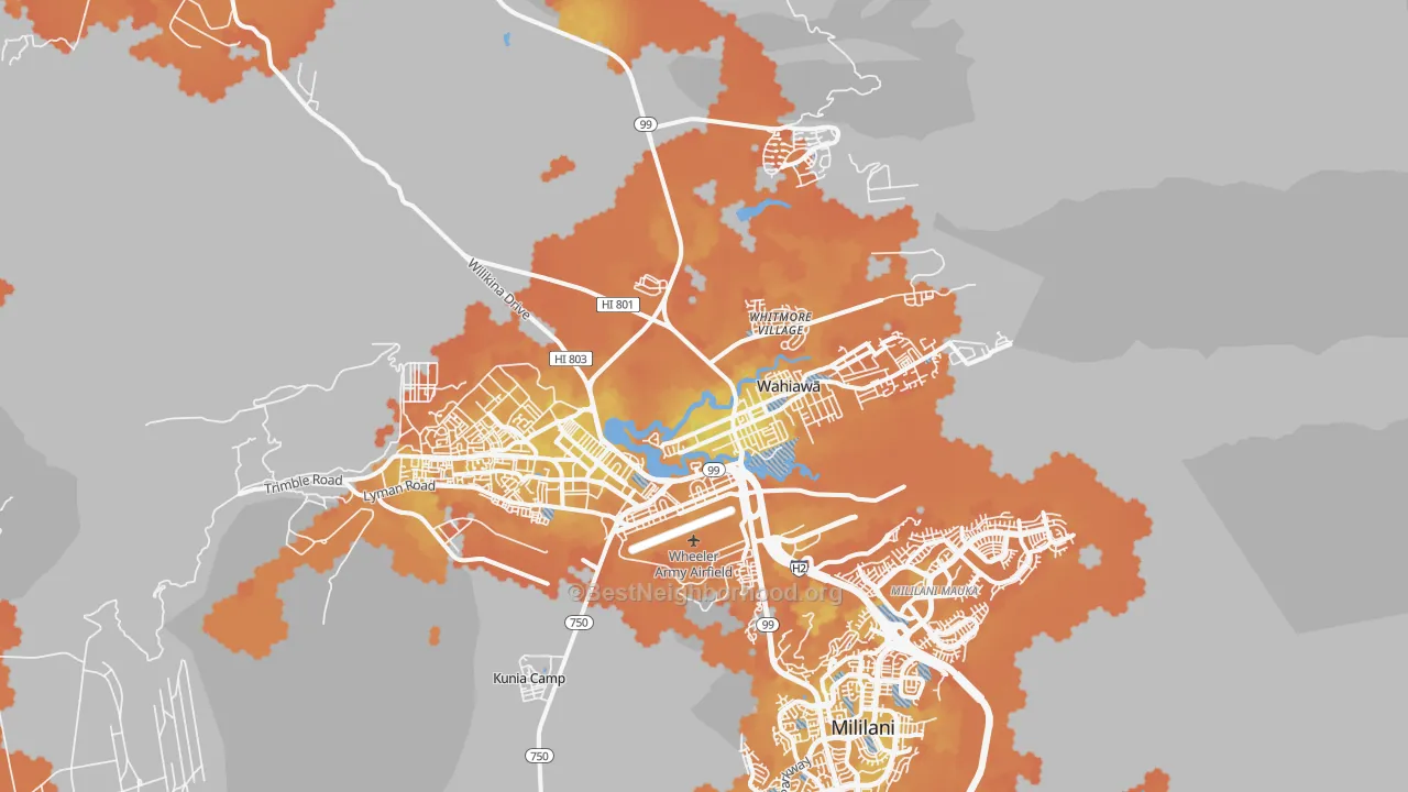 Bike Grade map of 96786, HI