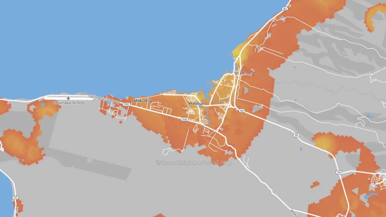 Bike Grade map of 96791, HI