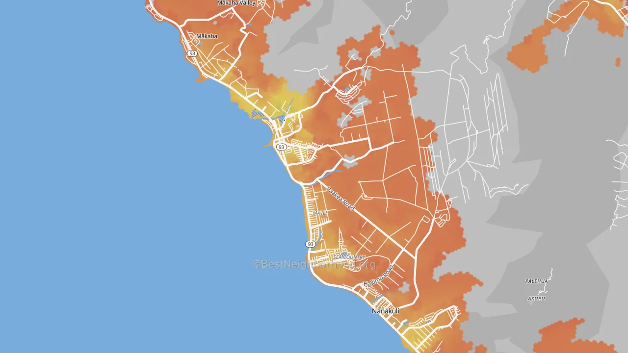 Bike Grade map of 96792, HI