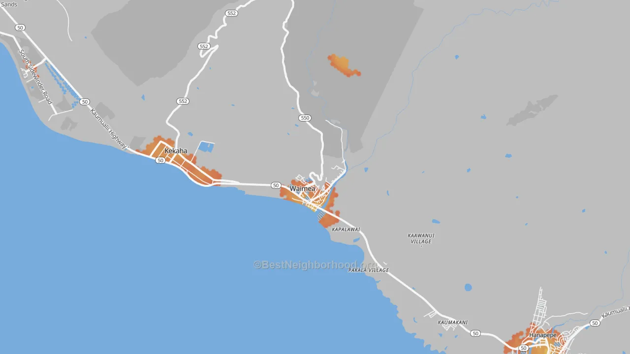 Bike Grade map of 96796, HI