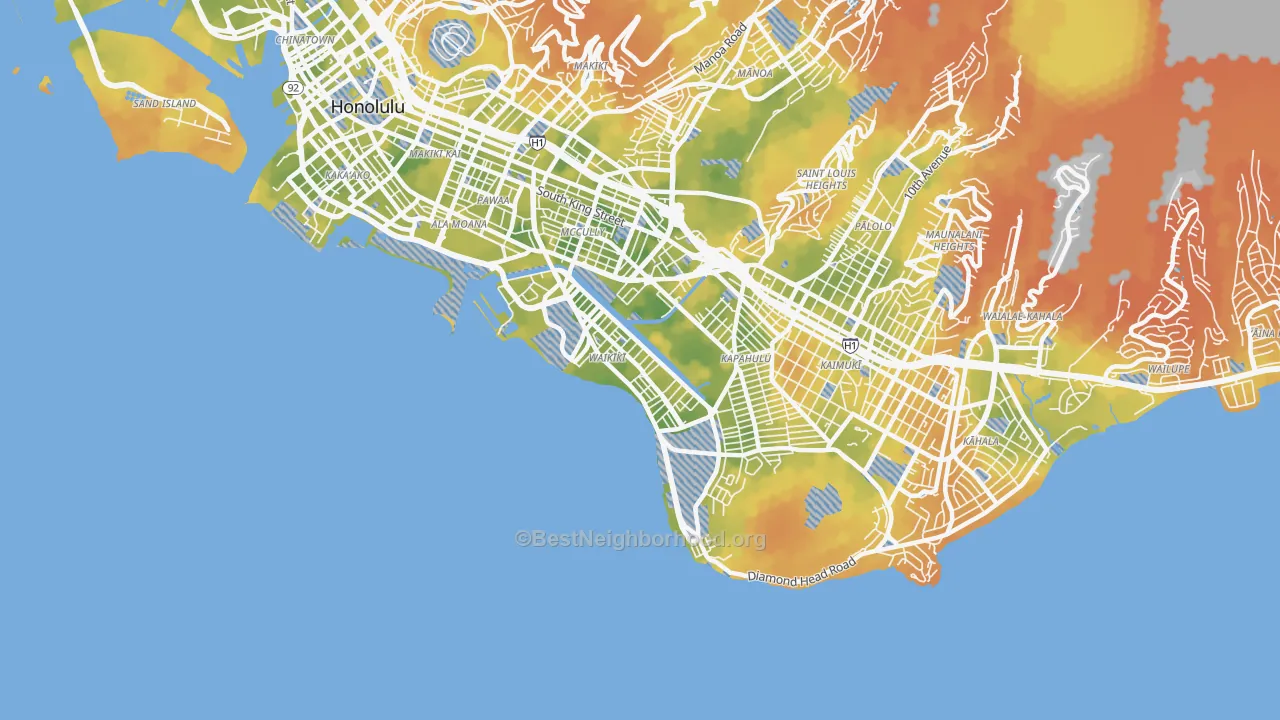 Bike Grade map of 96815, HI