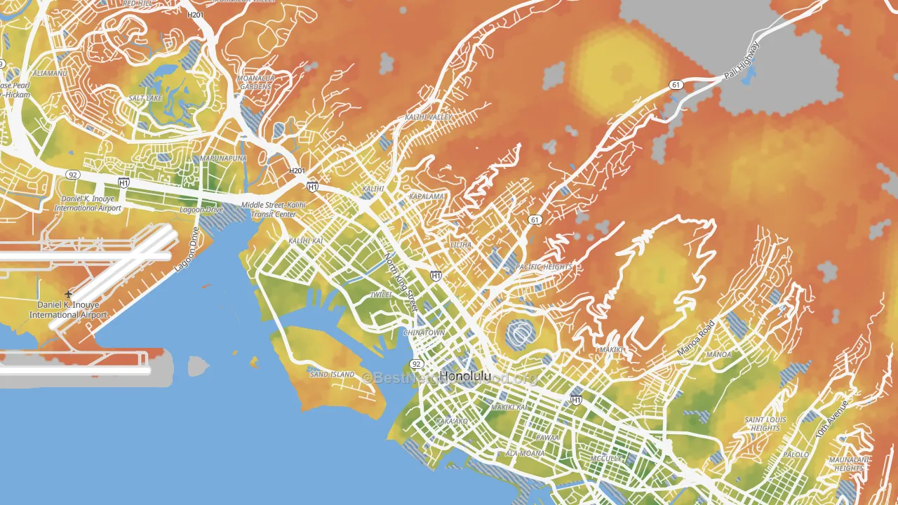 Bike Grade map of 96817, HI